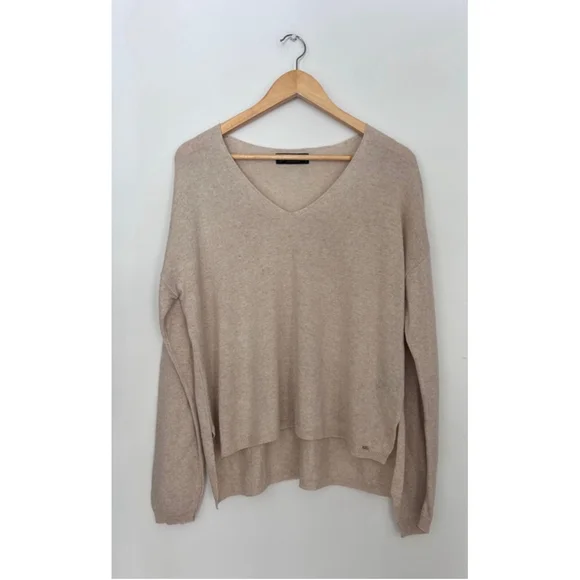 Aggel cashmere blend Knitwear Beige V-Neck Sweater Size S - Picture 3 of 8